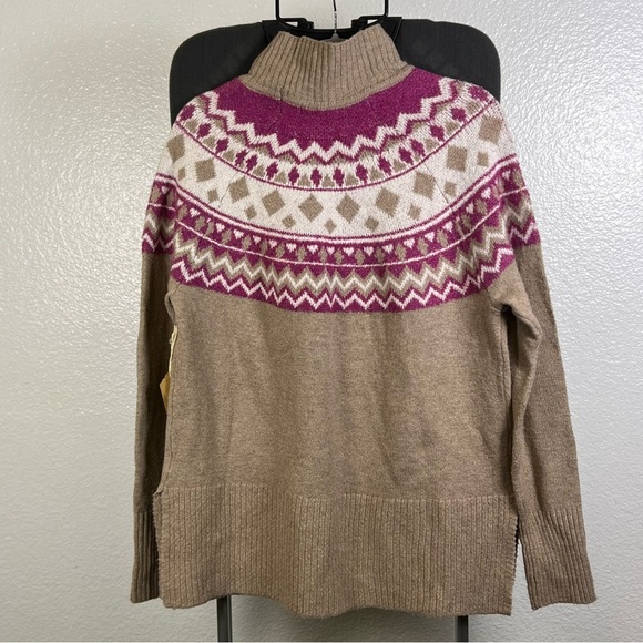 Tahari | Cowl Neck Sweater - Tan and Purple - Picture 4 of 10